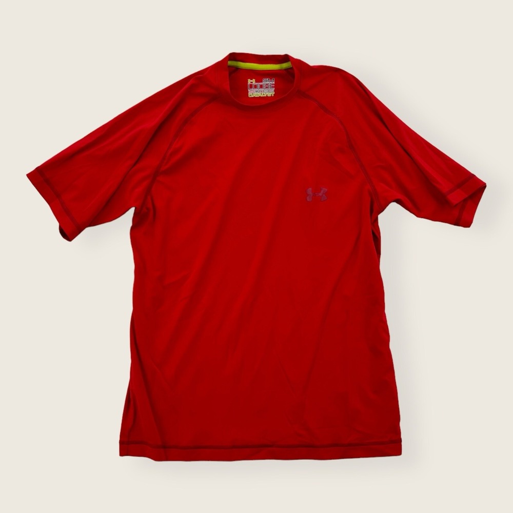Under‎ Armour Shirt Womens Small Short Sleeve Red Heatgear Lightweight Training